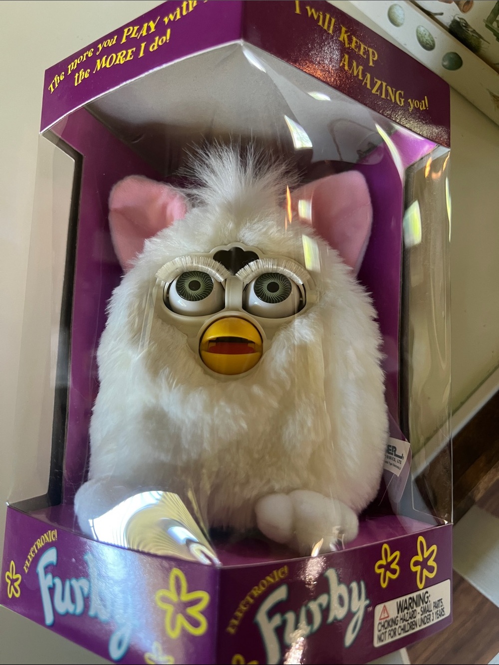 Hasbro Vintage Furby Electronic Pet - White with Pink Ears